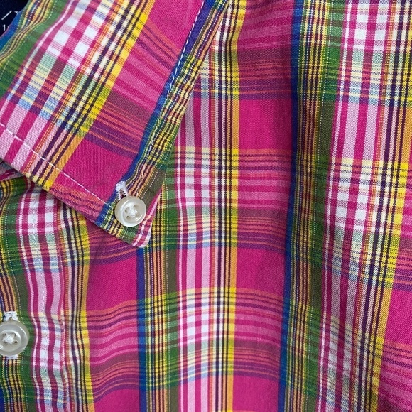 Lands' End Men's Pink Plaid Long‎ Sleeve Button-Up Shirt Large Western Preppy - Picture 5 of 12